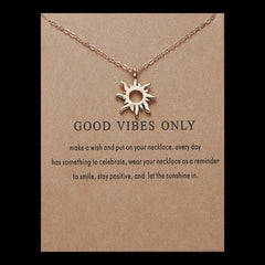 Sun Alloy Necklace on Paper Card - Sun Pendant Necklace