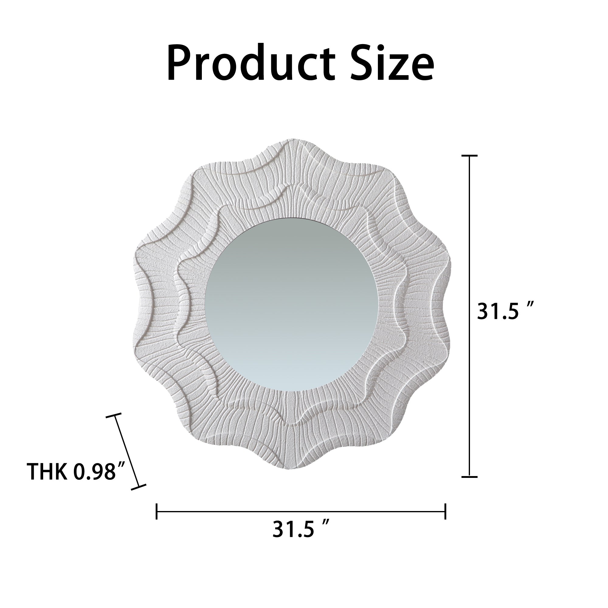 Round Cream Flower Wall Mirror with Wavy Frame for Decorative Home