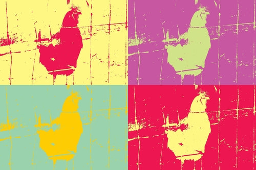 Chicken 4-Panel Modern Pop Art Canvas Print