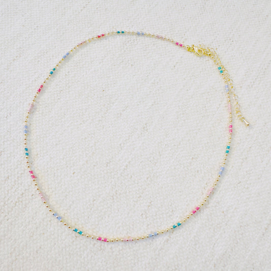 Color Pop Ball Chain Necklace – Dainty Beaded Chain with a Playful