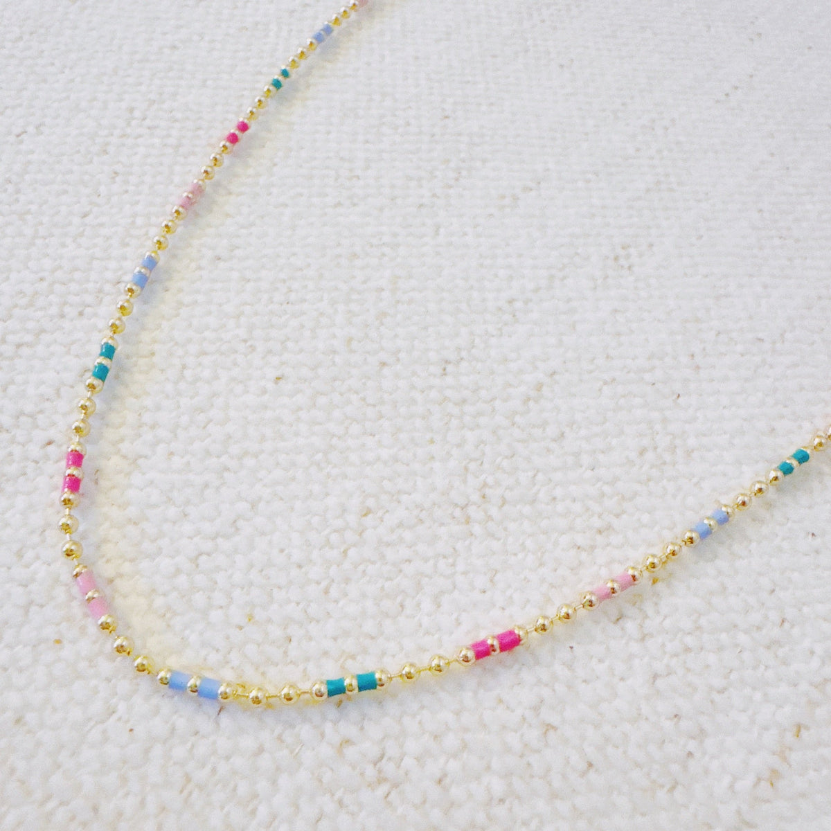 Color Pop Ball Chain Necklace – Dainty Beaded Chain with a Playful