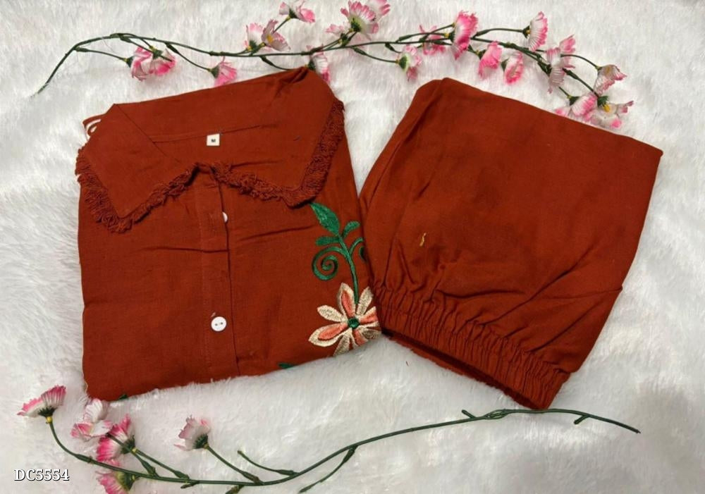 Elegant Embroidered Cotton Flex Coord Set