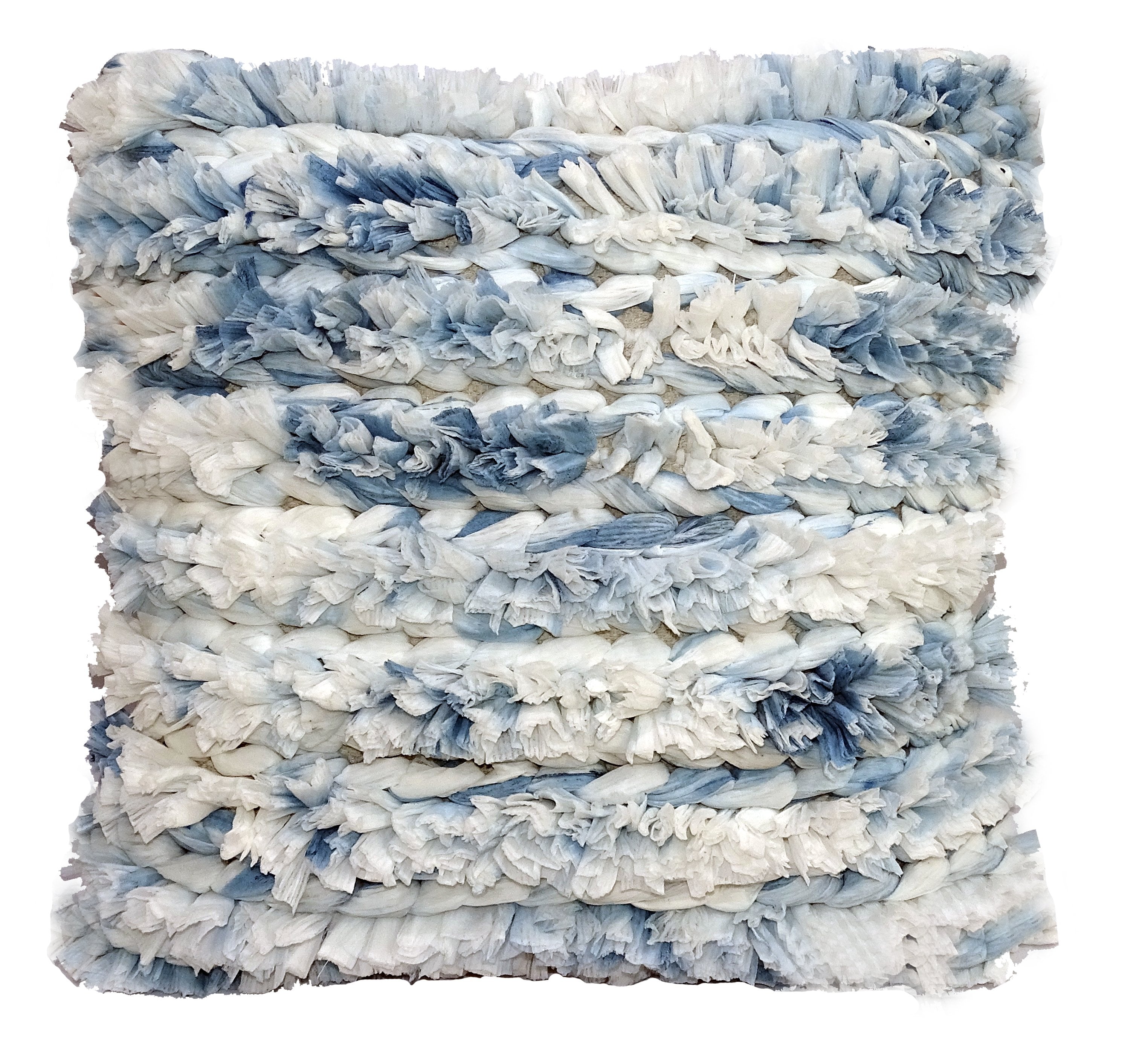 Vibhsa Blue & White Furry Throw Pillow 22x22