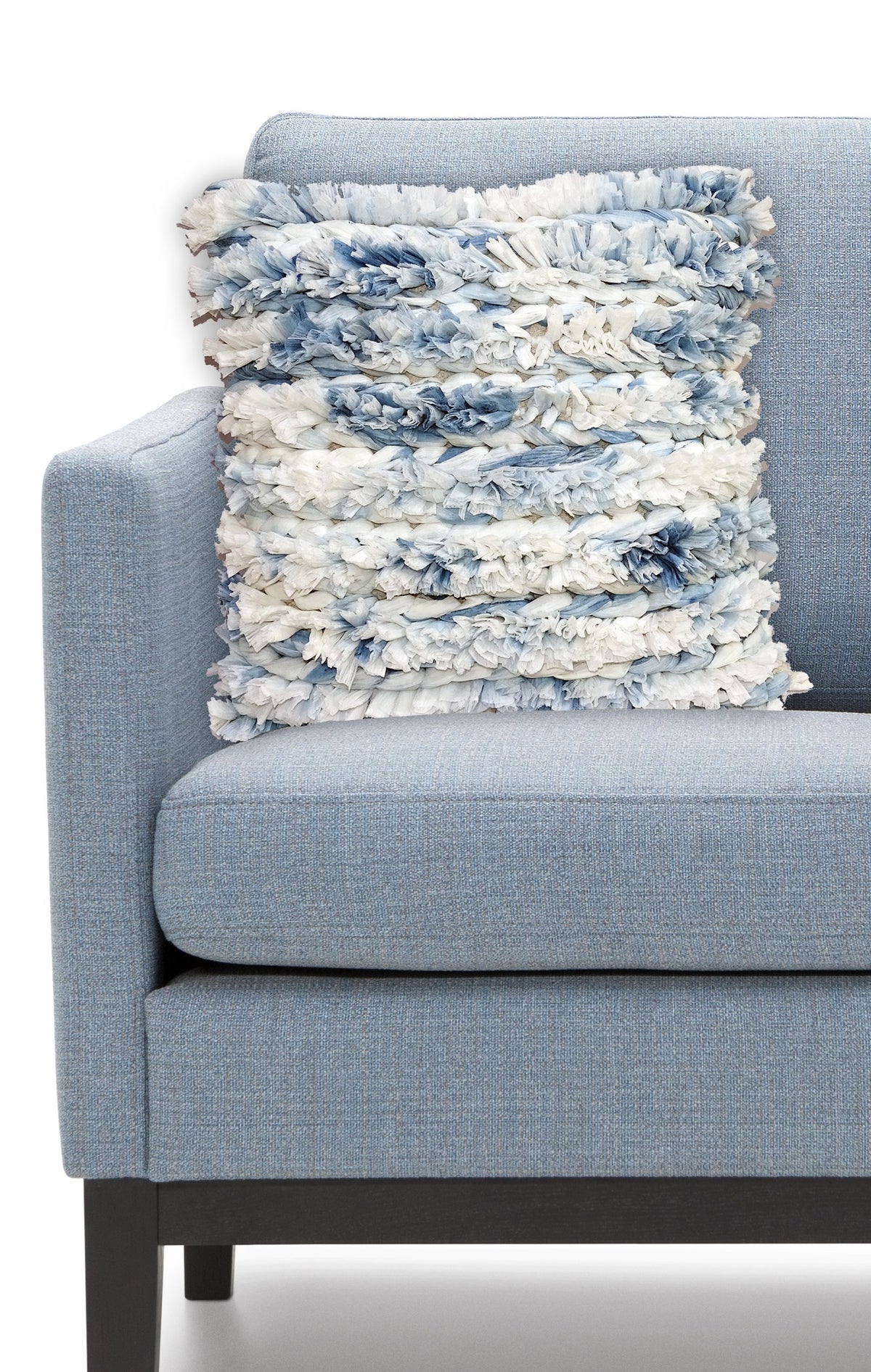 Vibhsa Blue & White Furry Throw Pillow 22x22