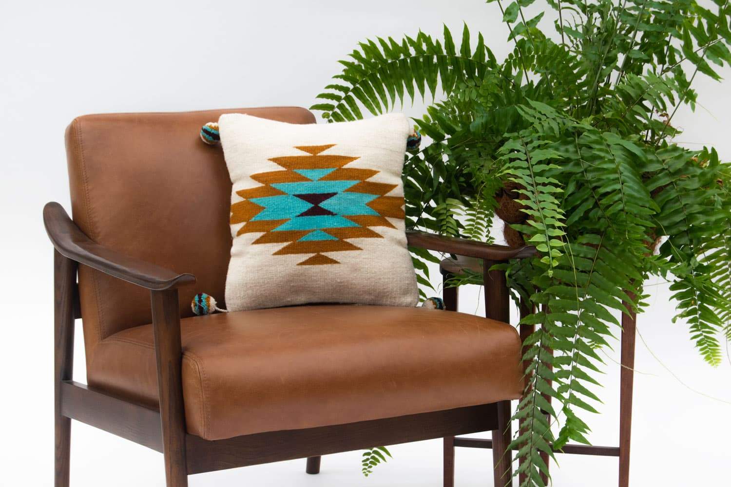 Belegui Flat Weaved Pillow Cover, Boho Decor Pillow with Caramel and