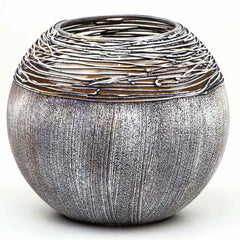 Grey Round Glass Vase for Flowers
