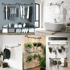 (39in - Black Brush Red Coper) Industrial Pipe Clothing Rack, Wall