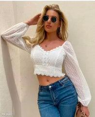 New Ariwal stylish White Lace Crop Top