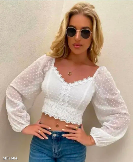 New Ariwal stylish White Lace Crop Top