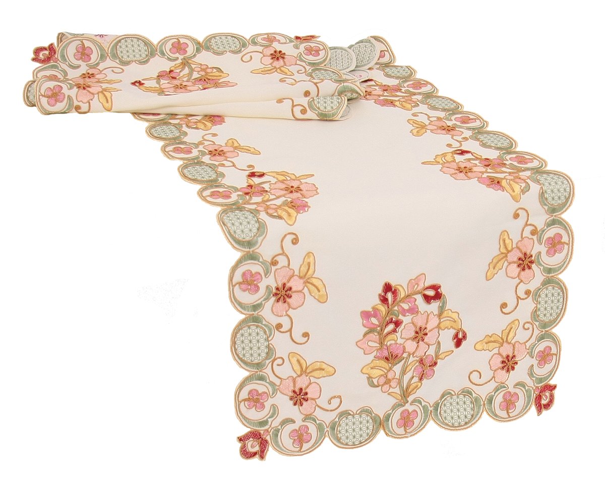 MANOR LUXE Primrose Embroidered Cutwork Round Doilies Set of 4, 16