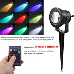 10W RGB LED Lawn Light Remote Control with Spike