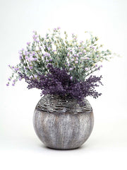 Grey Round Glass Vase for Flowers