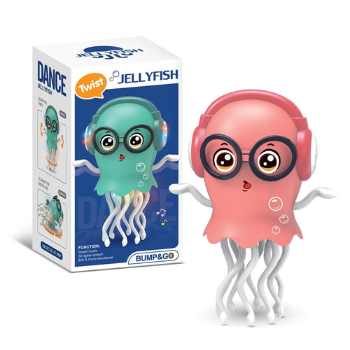 An electrically-powered crawling dancing jellyfish toy, an octopus wit