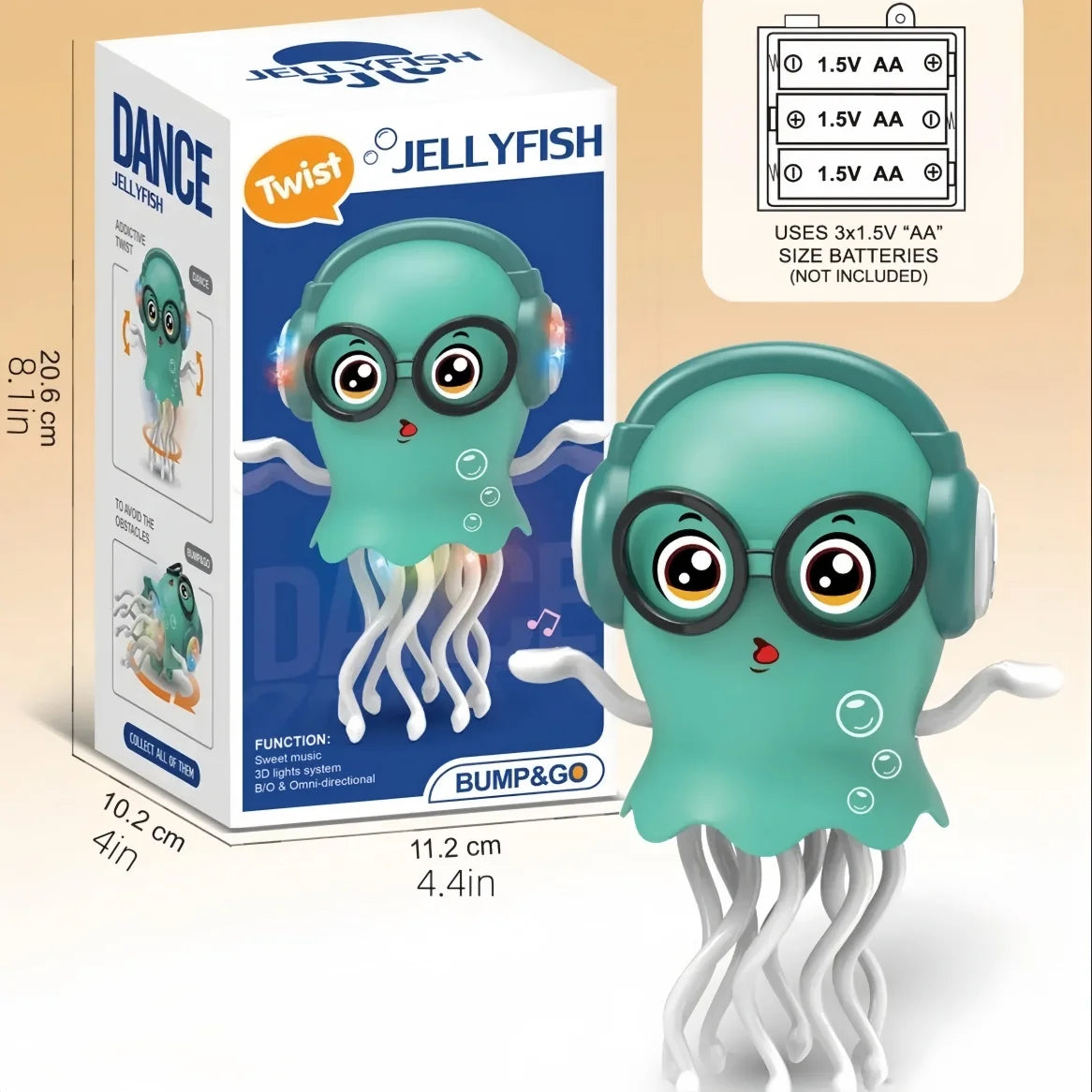 An electrically-powered crawling dancing jellyfish toy, an octopus wit