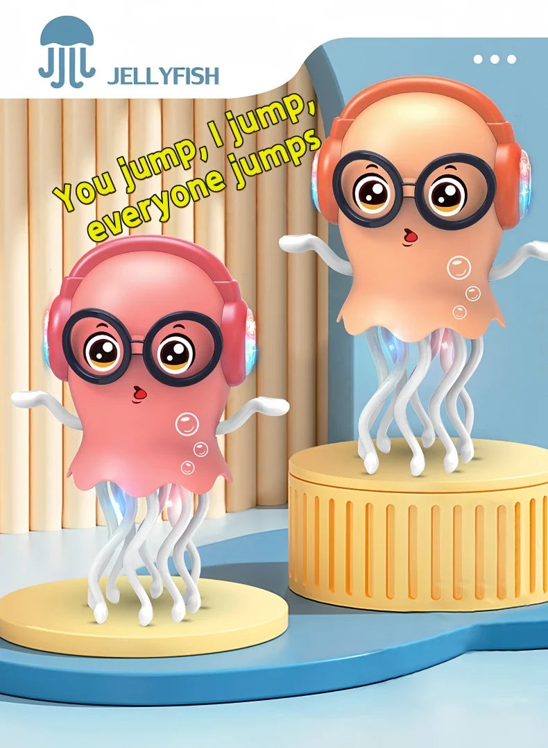An electrically-powered crawling dancing jellyfish toy, an octopus wit