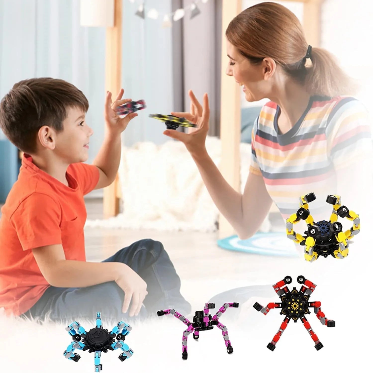 4 Pcs Transformable Fidget Spinners Fingertip Gyros for Kids And Adult
