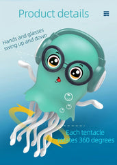 An electrically-powered crawling dancing jellyfish toy, an octopus wit