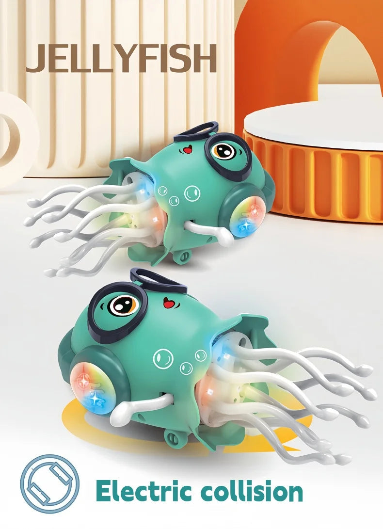 An electrically-powered crawling dancing jellyfish toy, an octopus wit