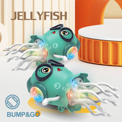 An electrically-powered crawling dancing jellyfish toy, an octopus wit
