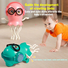 An electrically-powered crawling dancing jellyfish toy, an octopus wit