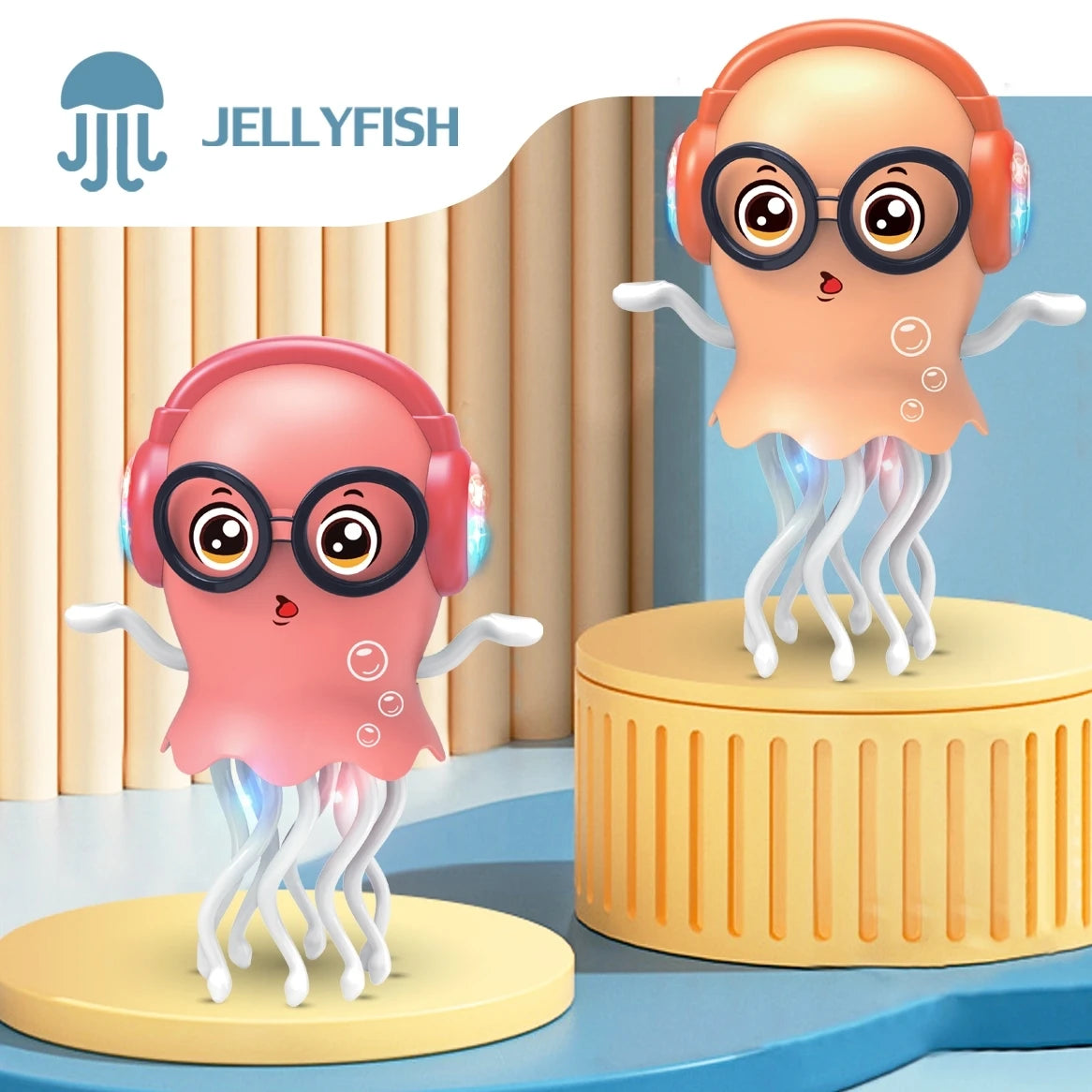 An electrically-powered crawling dancing jellyfish toy, an octopus wit