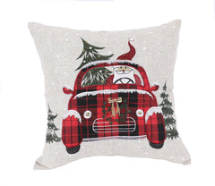 Tartan Santa Car Christmas Pillow Covers
