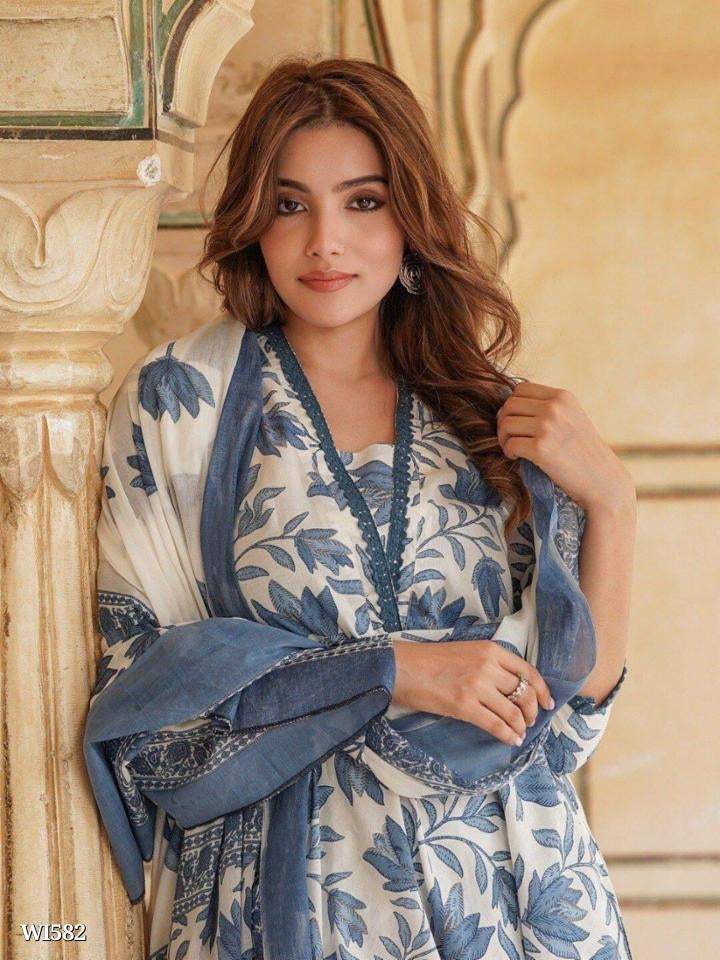 Fully stiched Rayon printed kurti pant duppata