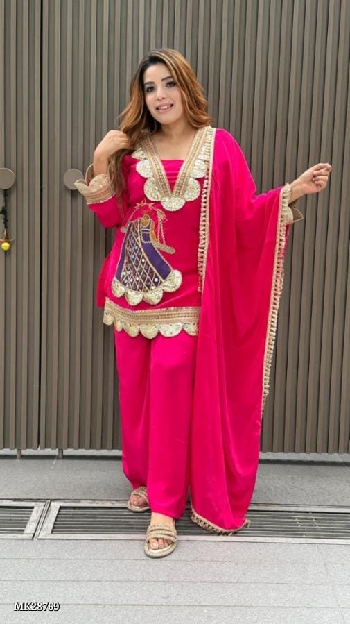 Chinon Fabric  party wear Sharara Set