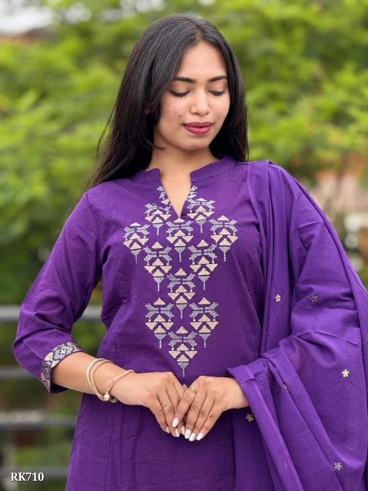 New anarkali kurta set with Cotton Pant & Malmal Dupatta with tier pattern...