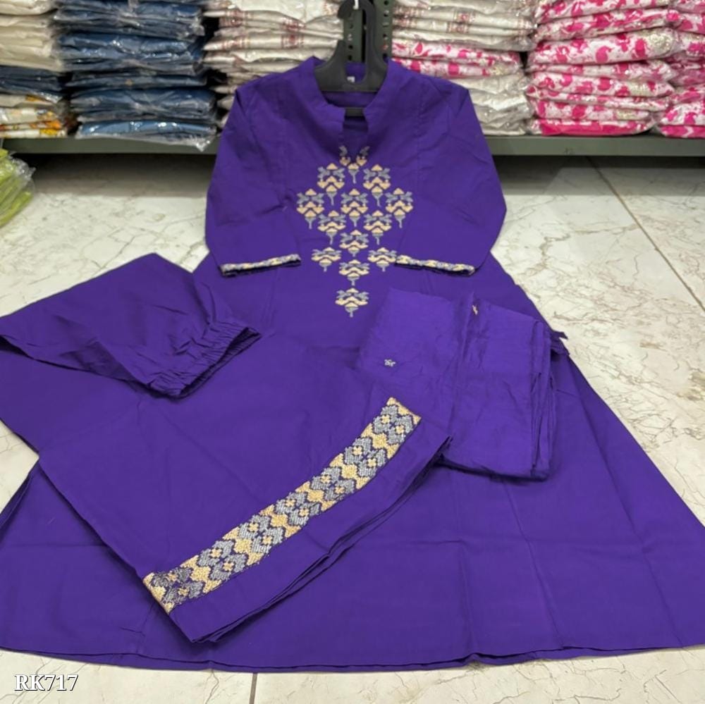 New anarkali kurta set with Cotton Pant & Malmal Dupatta with tier pattern...