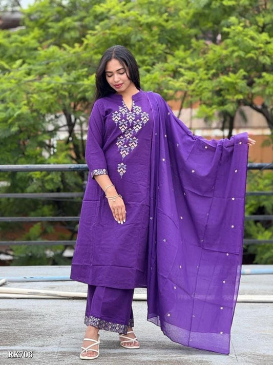 New anarkali kurta set with Cotton Pant & Malmal Dupatta with tier pattern...