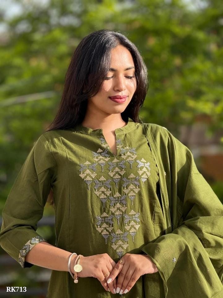 New anarkali kurta set with Cotton Pant & Malmal Dupatta with tier pattern...