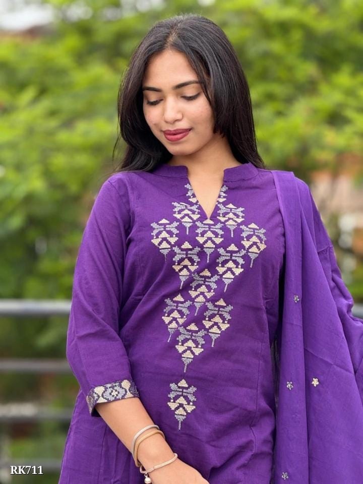 New anarkali kurta set with Cotton Pant & Malmal Dupatta with tier pattern...