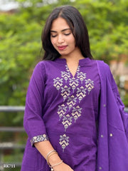 New anarkali kurta set with Cotton Pant & Malmal Dupatta with tier pattern...