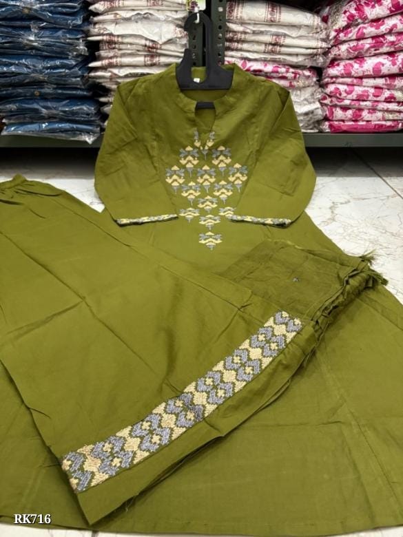 New anarkali kurta set with Cotton Pant & Malmal Dupatta with tier pattern...