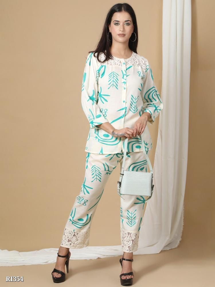Ridaa Stylish 2 Piece Co-ord Set Women's Relaxed Fit Cotton For Women And Girls Search This Page