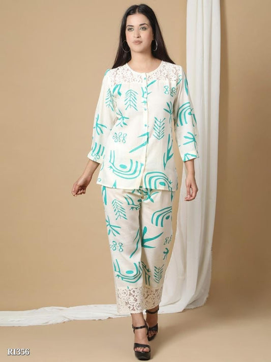 Ridaa Stylish 2 Piece Co-ord Set Women's Relaxed Fit Cotton For Women And Girls Search This Page