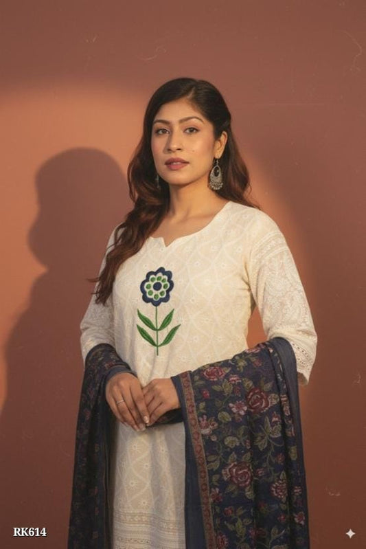 Chicken Kurti Pant Set with Dupatta
