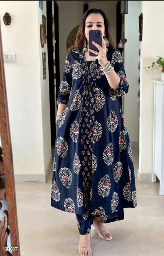 New anarkali kurta set with Cotton dupatta pant