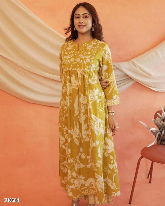 New Anarkali kurta set with Cotton Pant