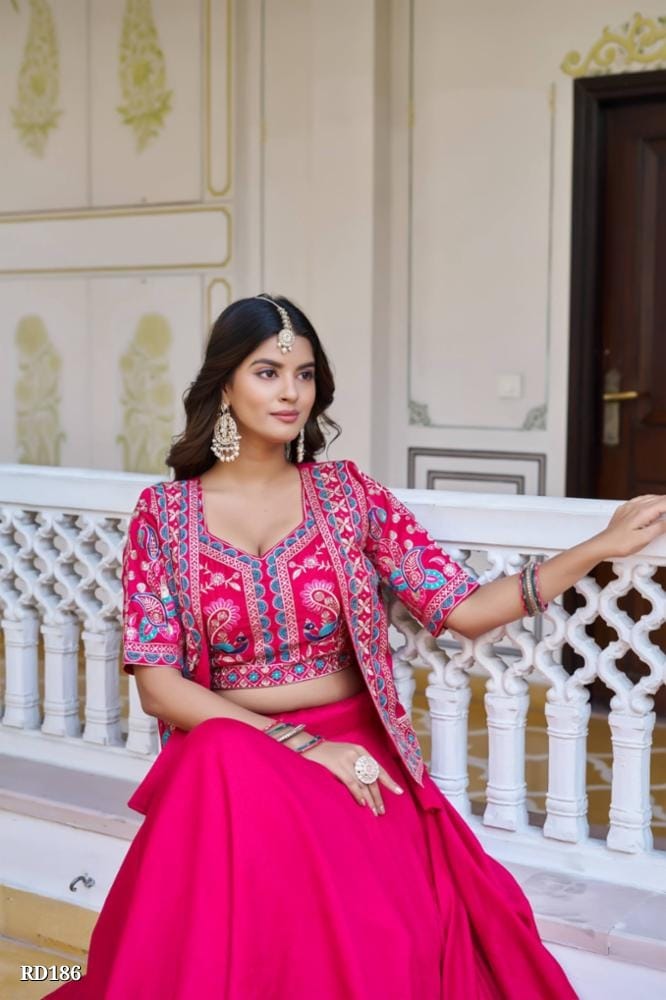 Rajkanika Rani Pink Embroidered Lehenga Choli with Jacket