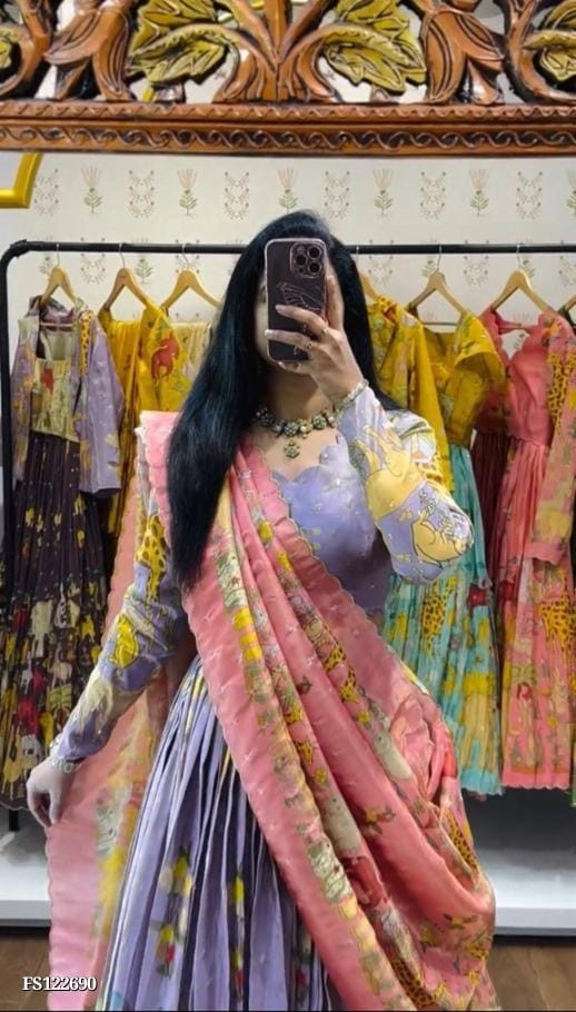 Cotton Kalamkari Printed Lehenga Choli Set for Women