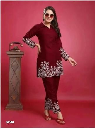 maroon women embroidered co-rd set*