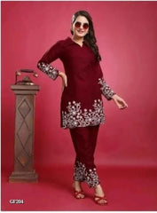 maroon women embroidered co-rd set*