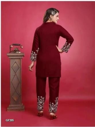 maroon women embroidered co-rd set*