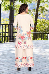 Women's 100% Cotton Co-ord Set Printed Kurta and Palazzo Set for Women Ethnic Floral Cotton Suit Set for Casual,