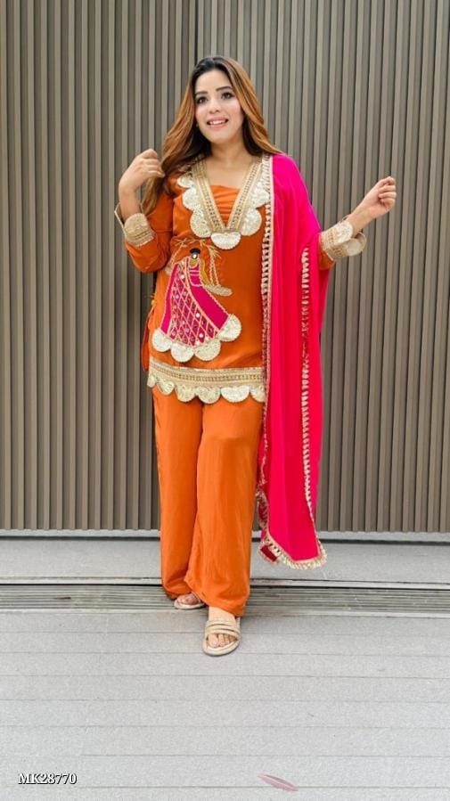 Chinon Fabric  party wear Sharara Set