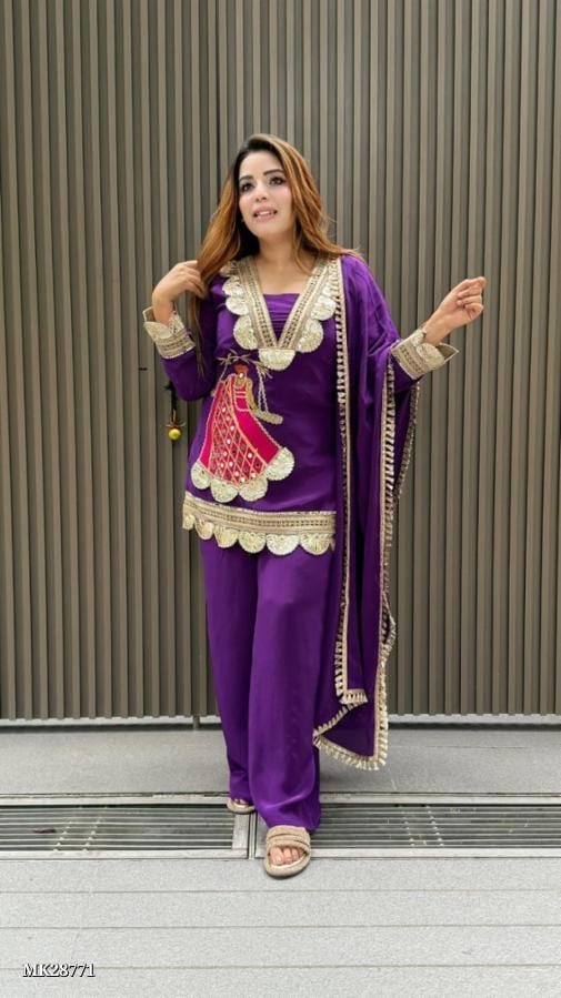 Chinon Fabric  party wear Sharara Set