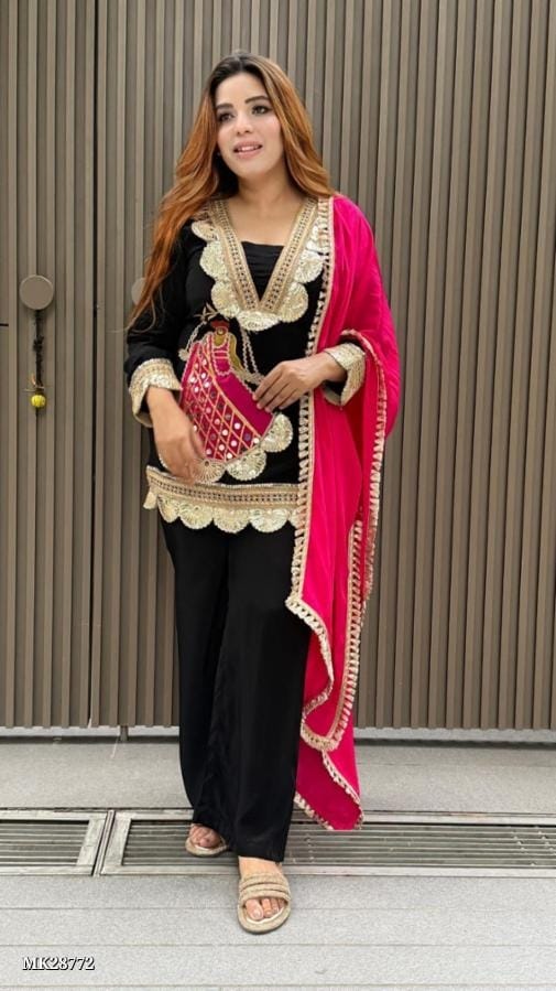 Chinon Fabric  party wear Sharara Set