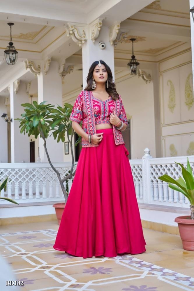 Rajkanika Rani Pink Embroidered Lehenga Choli with Jacket